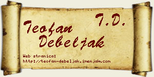 Teofan Debeljak vizit kartica